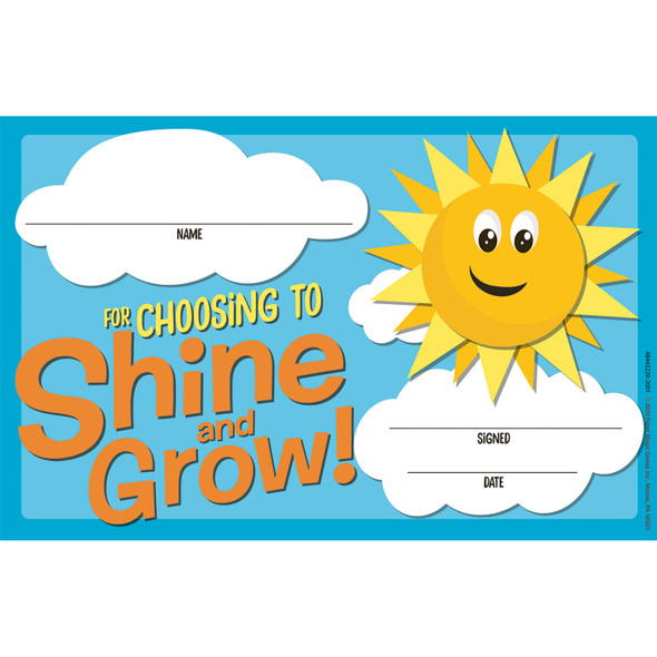 Growth Mindset Choosing to Shine & Grow Recognition Award, Pack of 36
