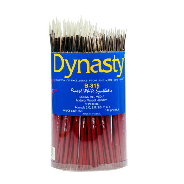 Finest White Synthetic Round Brush Canister, 144 Brushes