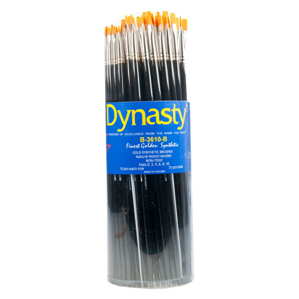 Finest Golden Synthetic Bright Brush Canister, 72 Brushes