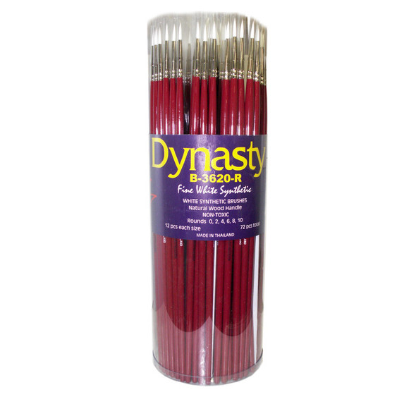 Finest White Synthetic Round Brush Canister, 72 Brushes