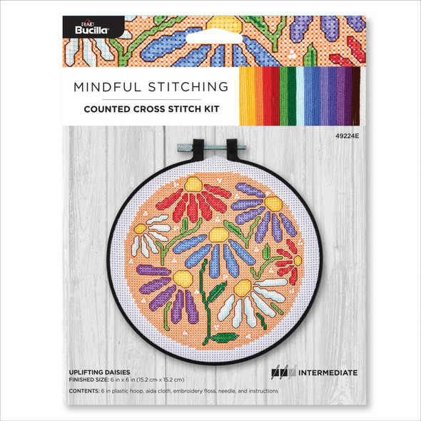 Uplifting Daisies Counted Cross Stitch Kit, 6 Inch