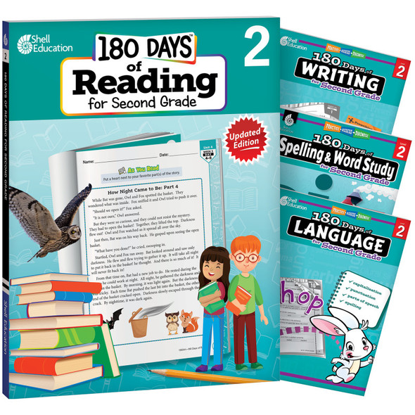 180 Days™ Phonics, High-Frequency Words, Reading 2nd Edition, and Printing, Grade 2, 4-Book Set