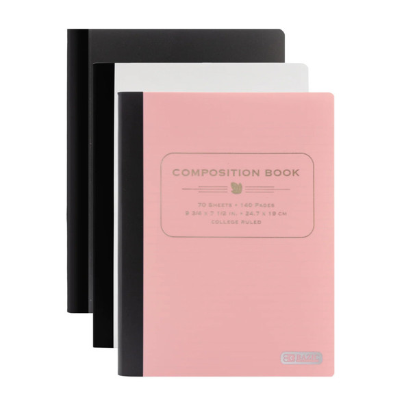 Pastel Poly Cover Composition Books, College Ruled, 70 Count, 3-Pack