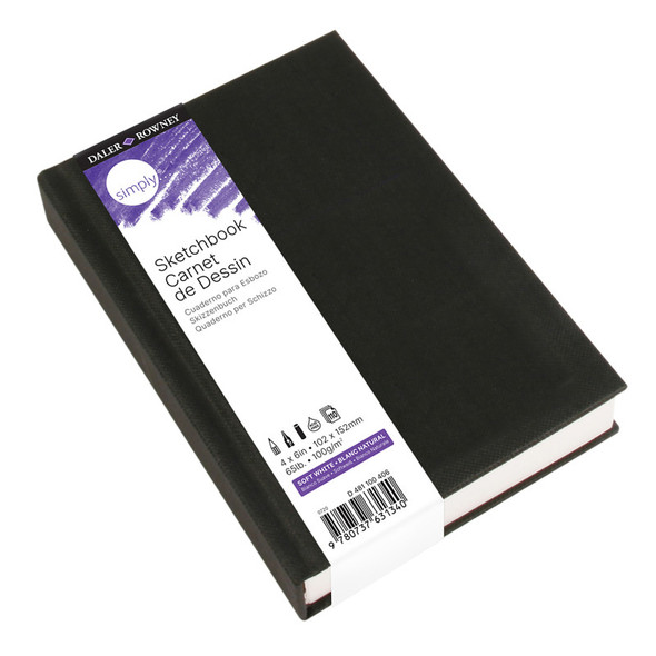 Simply Sketchbook, Hardcover, Soft White Pages, 4 in x 6 in, 110 Sheets