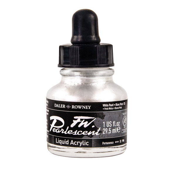 FW Acrylic Ink, Pearlescent White Pearl, 29.5 mL
