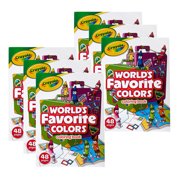 World's Favorite Colors Coloring Book, 48 Pages, Set of 6