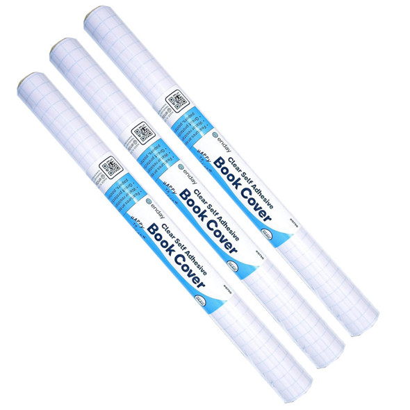 Clear Self-Adhesive Book Cover Rolls, 17.5 in x 3 yd, 3 Rolls