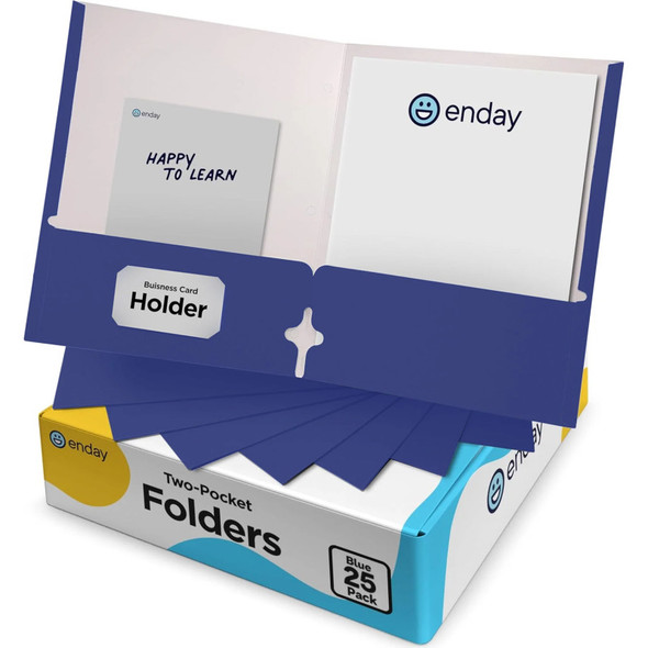 Two-Pocket Paper Folders, Letter Size, Blue, 25 Pack