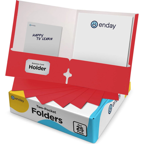 Two-Pocket Paper Folders, Letter Size, Red, 25 Pack