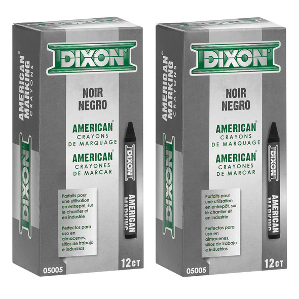 Professional Marking Crayons, Black, Dozen, 2 Packs