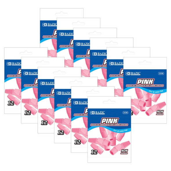 Pink Eraser Caps, 12-Count Pack, 12-Pack