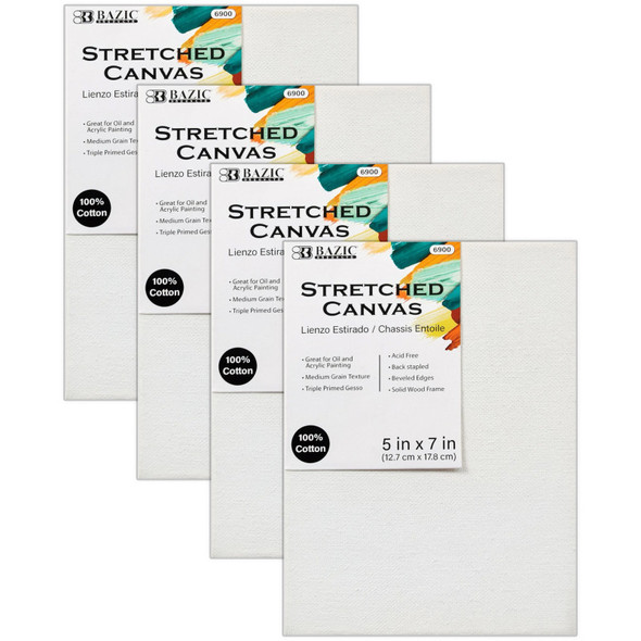Stretched Canvases, 5 x 7 in, 4-Pack