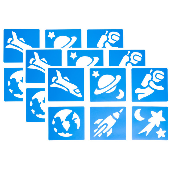 Space Stencils, Plastic, 6 Count, Pack of 3