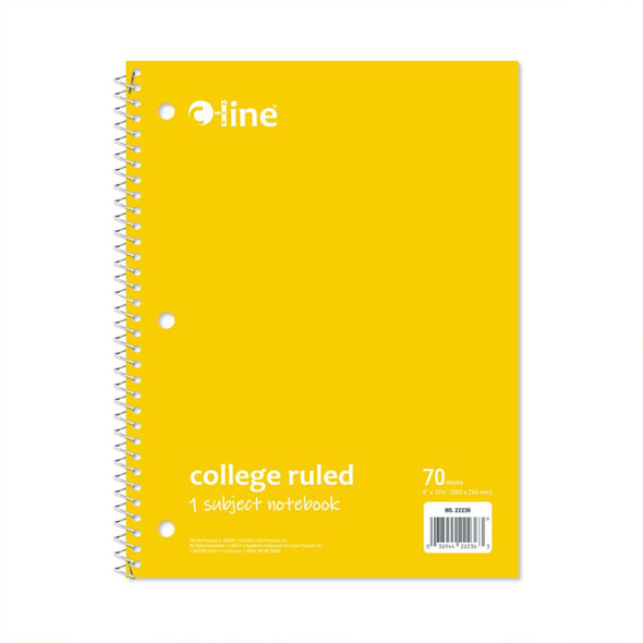 College-Ruled 1-Subject Notebook, 70 Sheets, Yellow