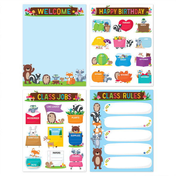 Woodland Friends Classroom Essentials 4-Chart Pack