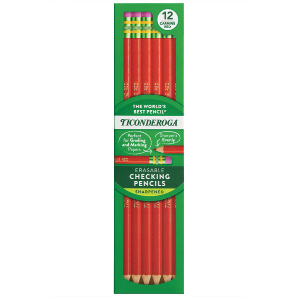 Crimson Red Erasable Checking Pencils, 12 Count