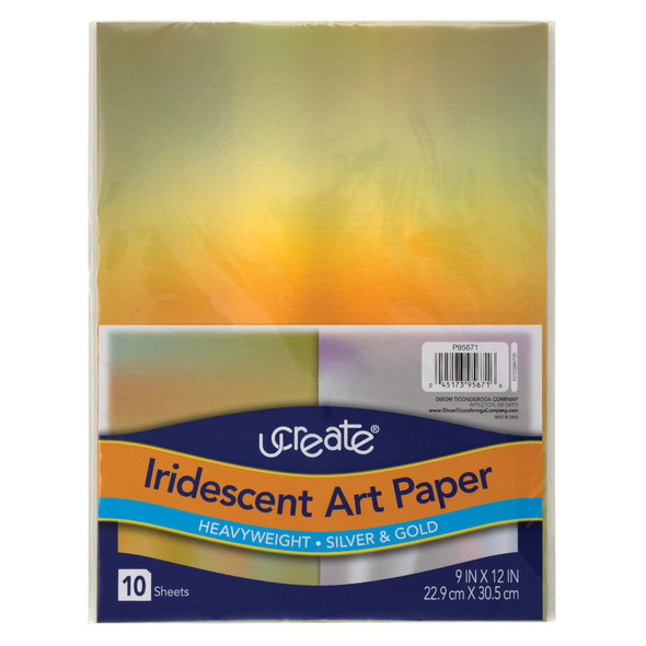 Iridescent Art Paper, Silver and Gold, 12" x 9", 10 Sheets