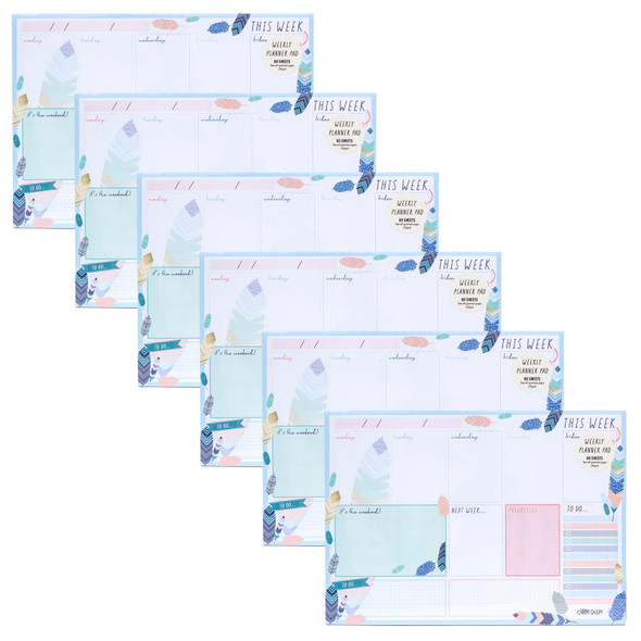 Carpe Diem Weekly Planner Pad Feathers 6 packs of 6