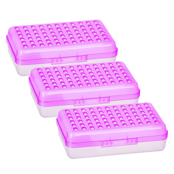 Dots Multipurpose Pencil Case Utility Boxes, Purple, 3 Count