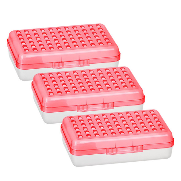 Dots Multipurpose Pencil Case Utility Boxes, Red, 3 Count
