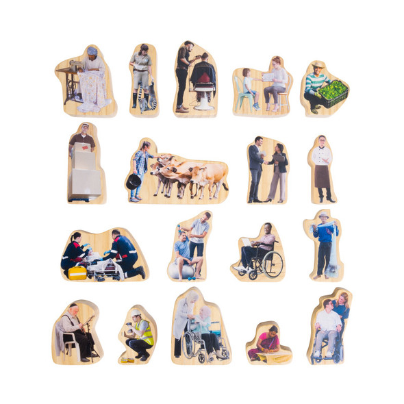 Everyday Heroes Wooden Community Helper Blocks, 18 Pieces