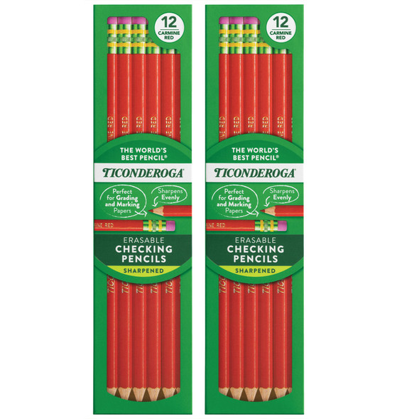 Crimson Red Erasable Checking Pencils, 12 Count, 2 Pack