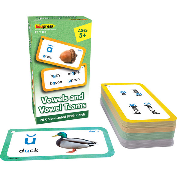Vowels and Vowel Teams Flash Cards Deluxe Set, 96 Cards