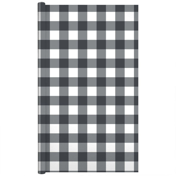 Cottage Gingham Black Bulletin Board Paper Roll, 47.25" x 25'