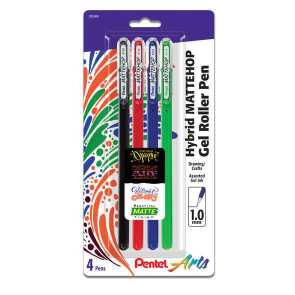 Hybrid Mattehop Gel Rollers, Basic Colors, 4 Pack
