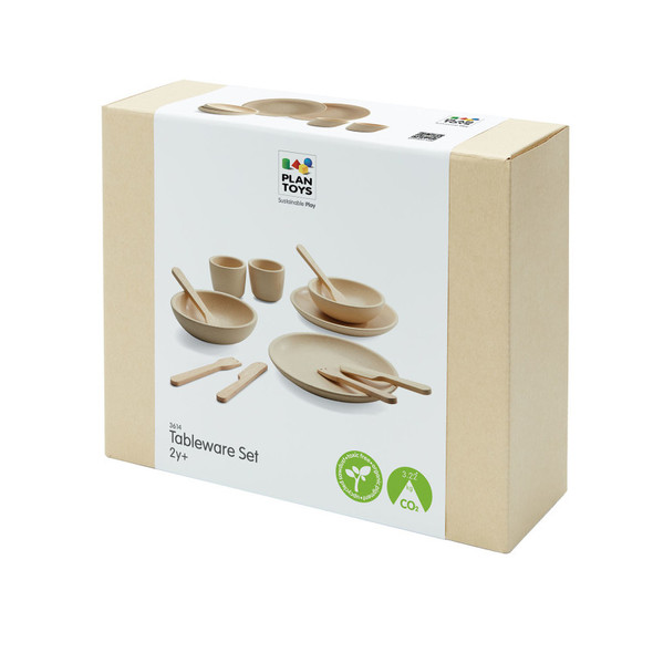 Wooden Tableware Pretend Play Set for Two