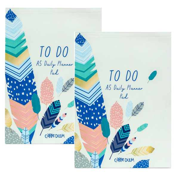 Daily Planner Pads, Feathers, 60 Sheets, 2 Pack