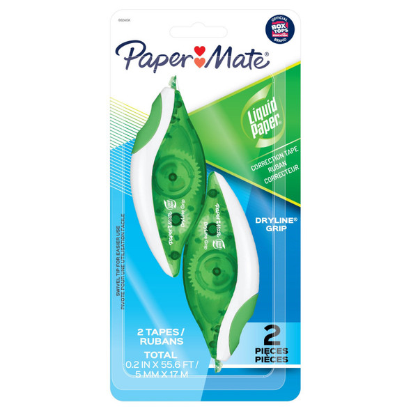 Paper Mate Liquid Paper DryLine Grip Correction Tape, 2 Count