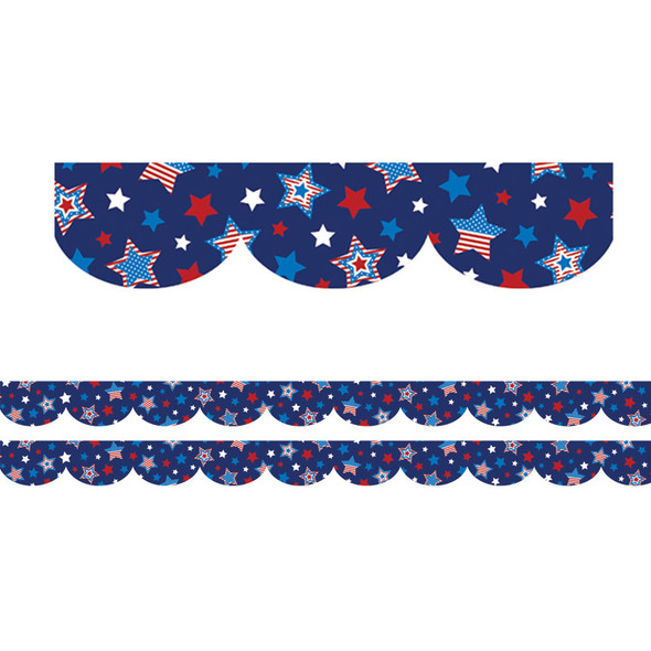 2-Pack Patriotic Stars Scalloped Die-Cut Border Trim