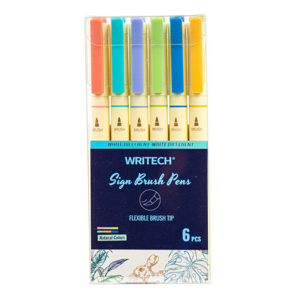 Sign Brush Pens, Natural Colors, 6 Count