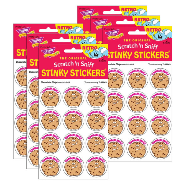 Yummmmmy/Chocolate Chip scent Retro Scratch 'n Sniff Stinky Stickers®, 24 Per Pack, 6 Packs