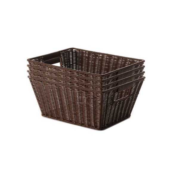 Brown Wicker Storage Baskets, Set of 4