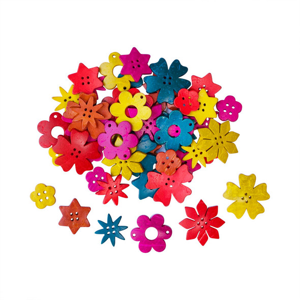 Coconut Shell Flower Loose Parts, 50 Pieces
