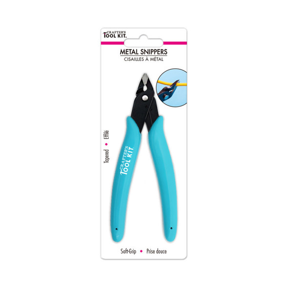 Tapered Flush-Cut Metal Snips with Soft-Grip Handle, Teal