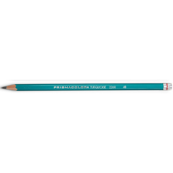 4B Graphite Drawing Pencils, 2 mm Core, Black Lead with Turquoise Barrel, 12 Count
