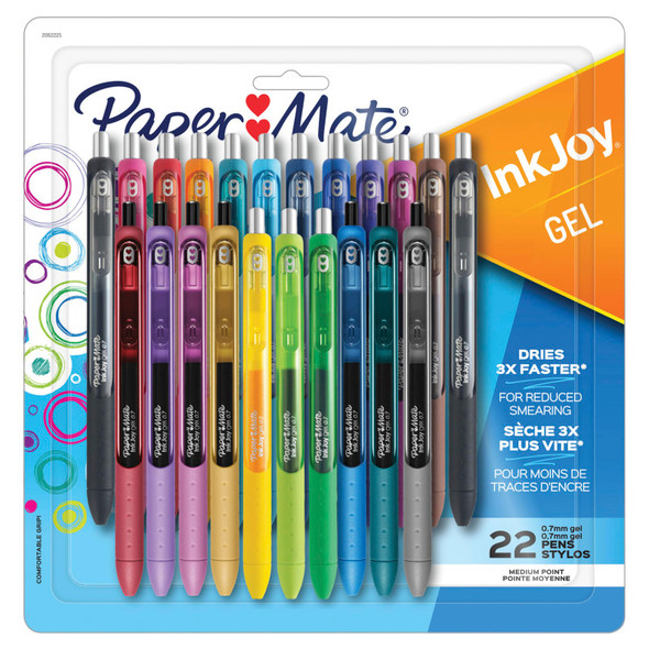 InkJoy Gel Retractable Pens, 0.7 mm, Assorted Gem Colors, 22 Count