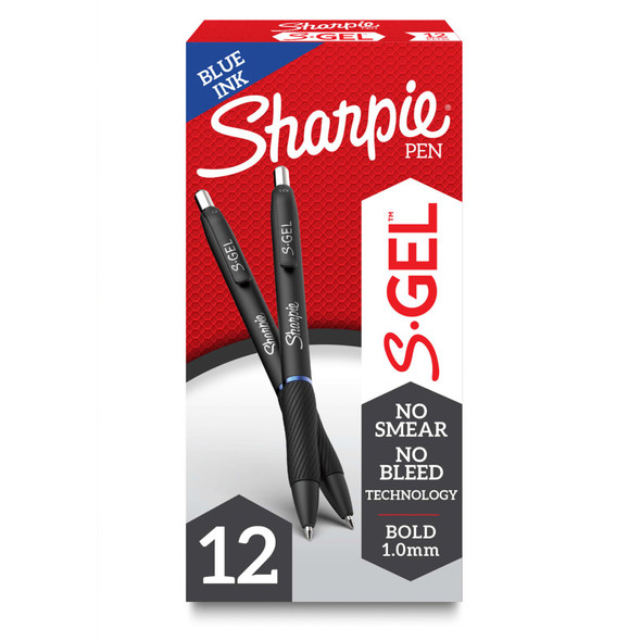 S-Gel Retractable Gel Pens, Bold 1.0 mm, Blue, 12 Count