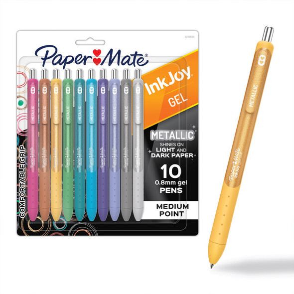 Smooth Metallic Gel Pens, Assorted Colors, 10 Count