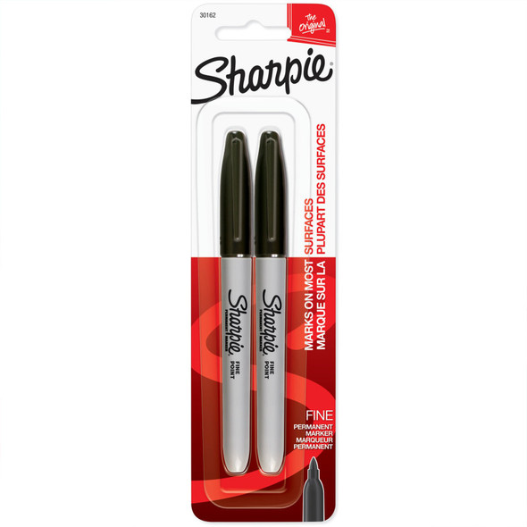 Fine Point Permanent Markers, Black, 2 Count