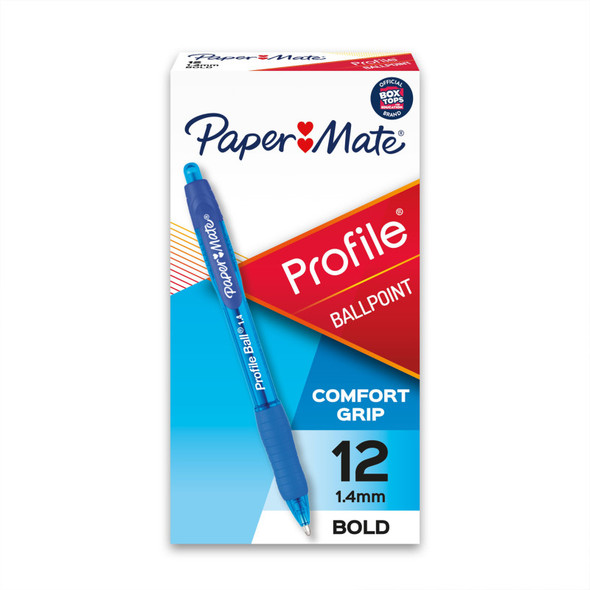 Profile Retractable Ballpoint Pens, Bold 1.4 mm, Blue, 12 Count