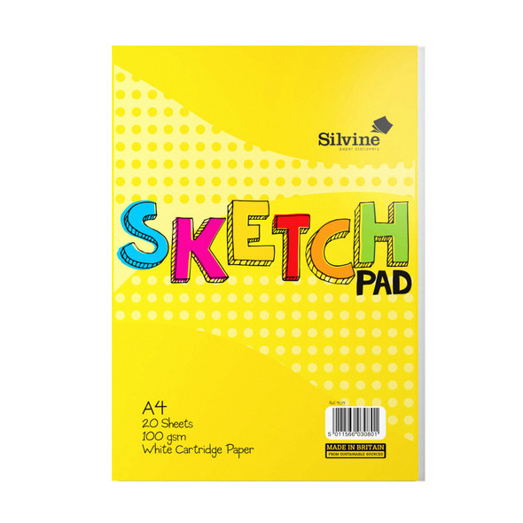 Yellow Sketch Pad, A4, 20 Sheets, 100 gsm White Cartridge Paper