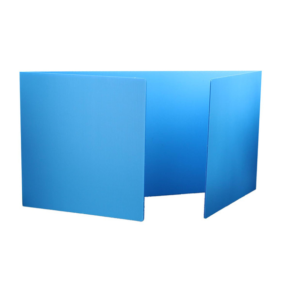 Blue Premium Corrugated Plastic Study Carrel, Pack of 24