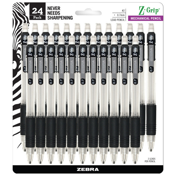 Z-Grip Mechanical Pencil, 0.7 mm, Black, 24-Pack