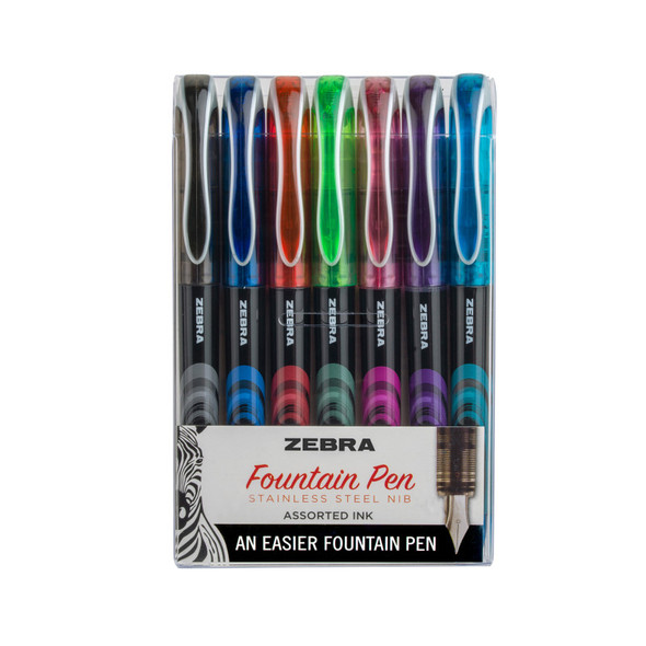 Fountain Pen 0.6mm Assorted 7pk, 0.6 mm, Assorted, 7-Pack