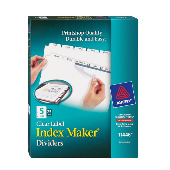 5-Tab Binder Dividers with Labels, 25 Sets