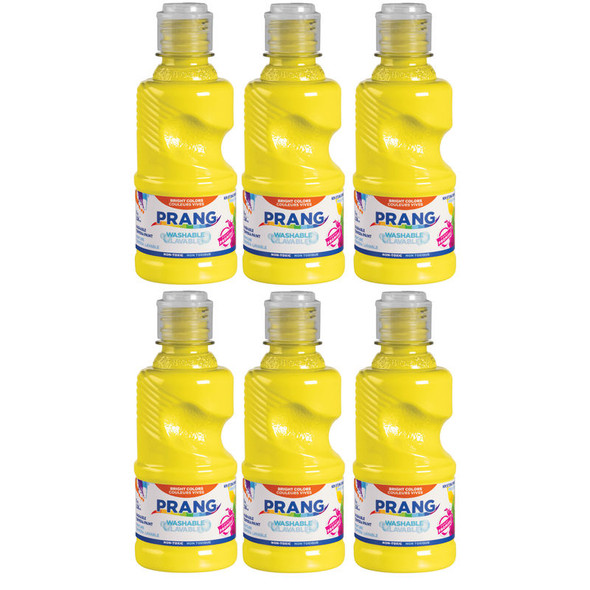 Washable Tempera Paint, 8 oz Bottle, Yellow, Set of 6